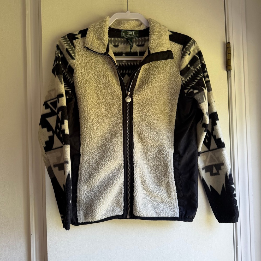 Lauren Active Ralph Lauren Southwestern Sherpa Fleece Full Zip Jacket Small